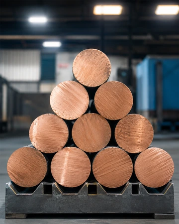 Stacked round copper billets