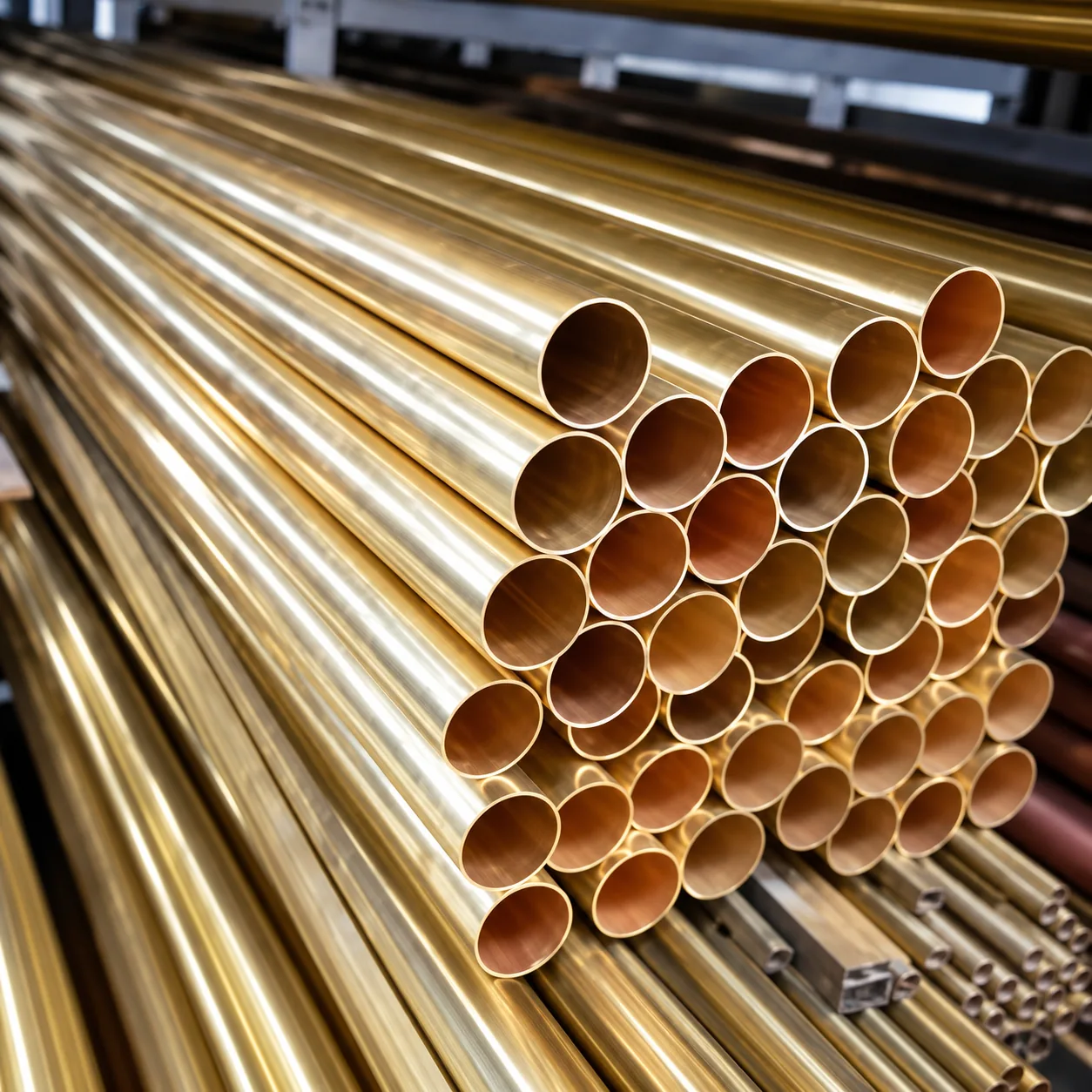 Brass tubes of varying diameters