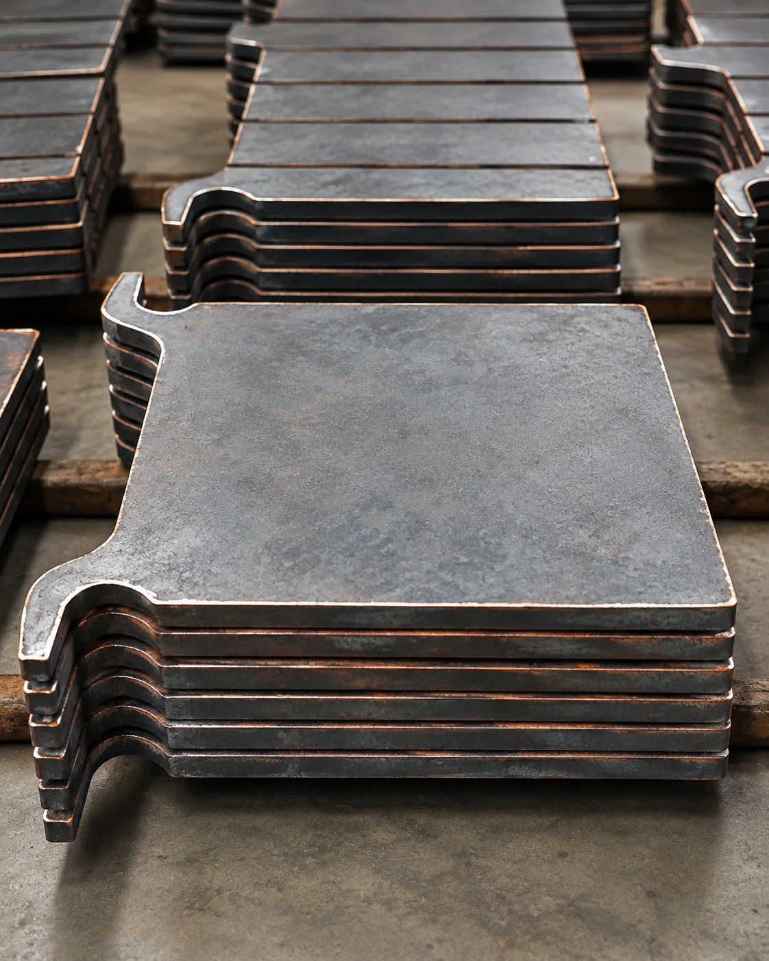 Stacked copper anode plates
