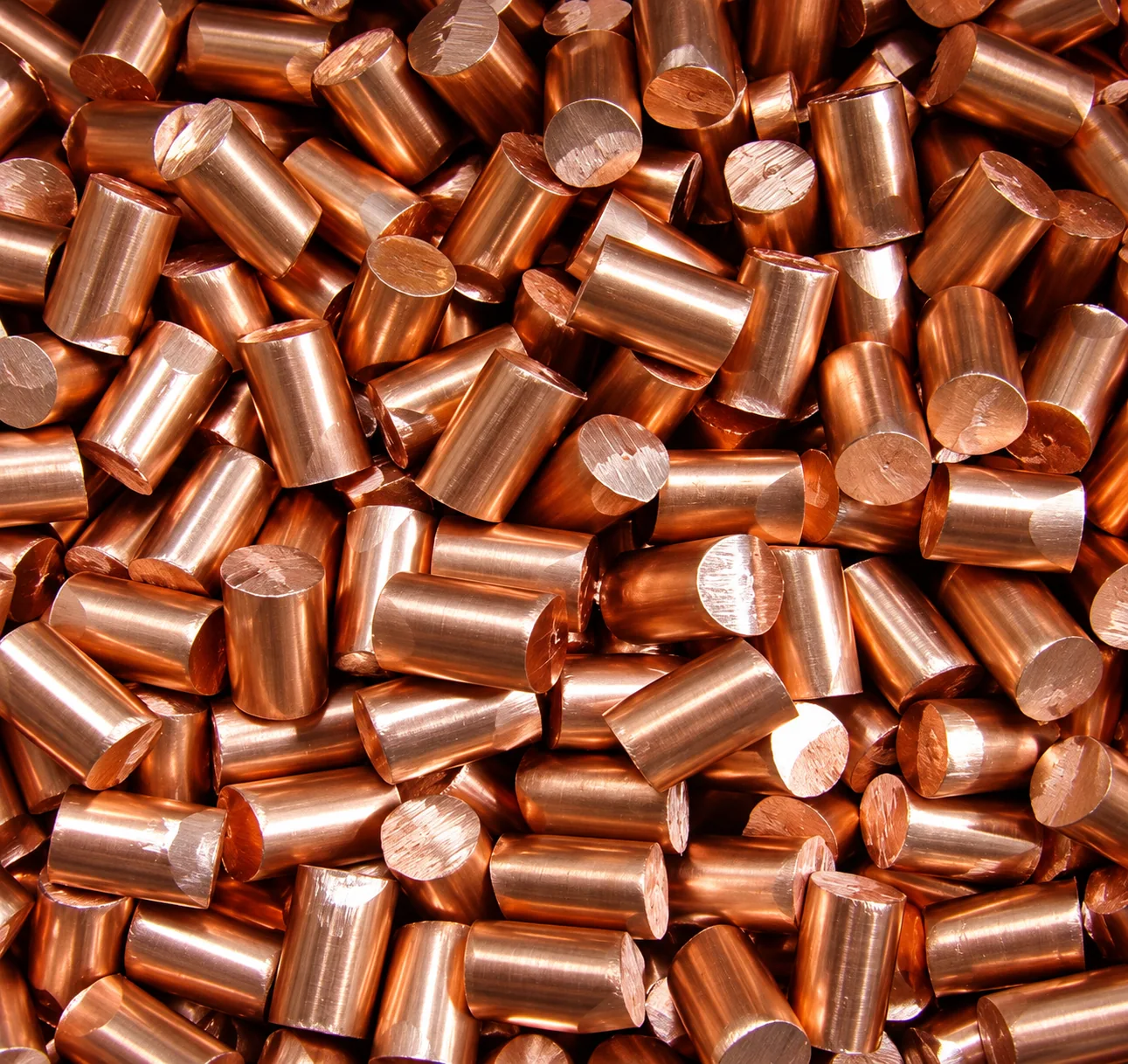 Pile of copper nuggets