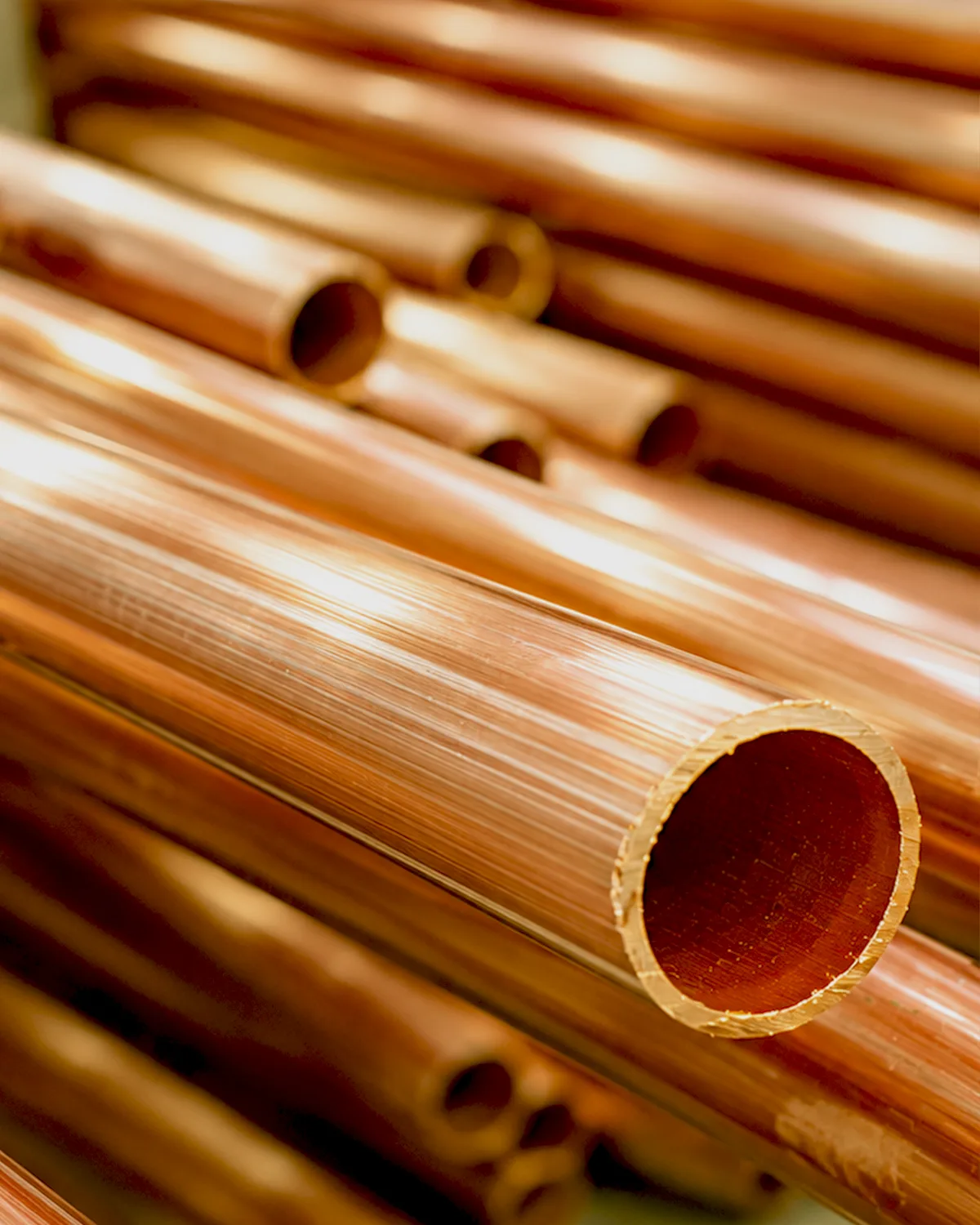Copper tubes of varying diameters